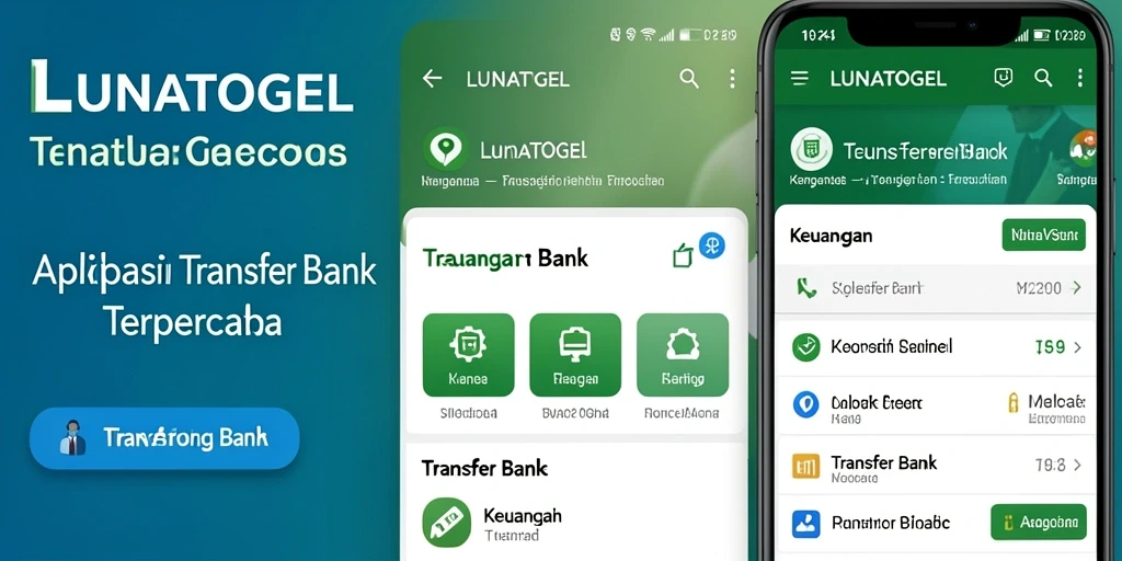 Antarmuka utama aplikasi LUNATOGEL untuk Transfer Bank.