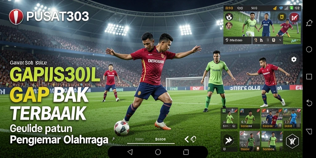 Tampilan antarmuka PUSAT303 yang menarik dengan grafis sepak bola.