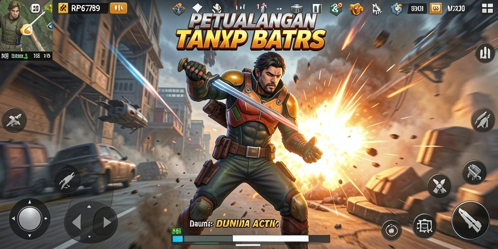 Tampilan antarmuka game Action yang menarik dan dinamis.