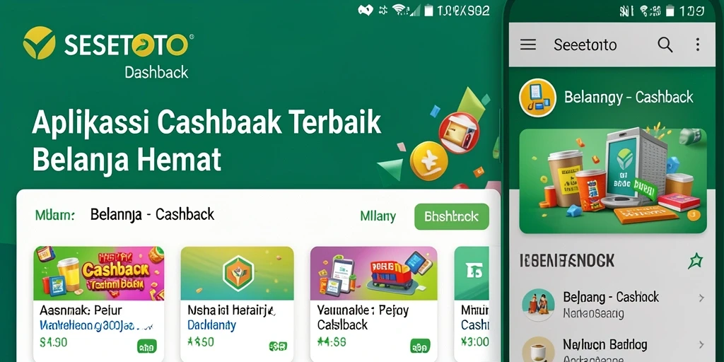Antarmuka utama aplikasi SESETOTO dengan fitur cashback yang menarik.