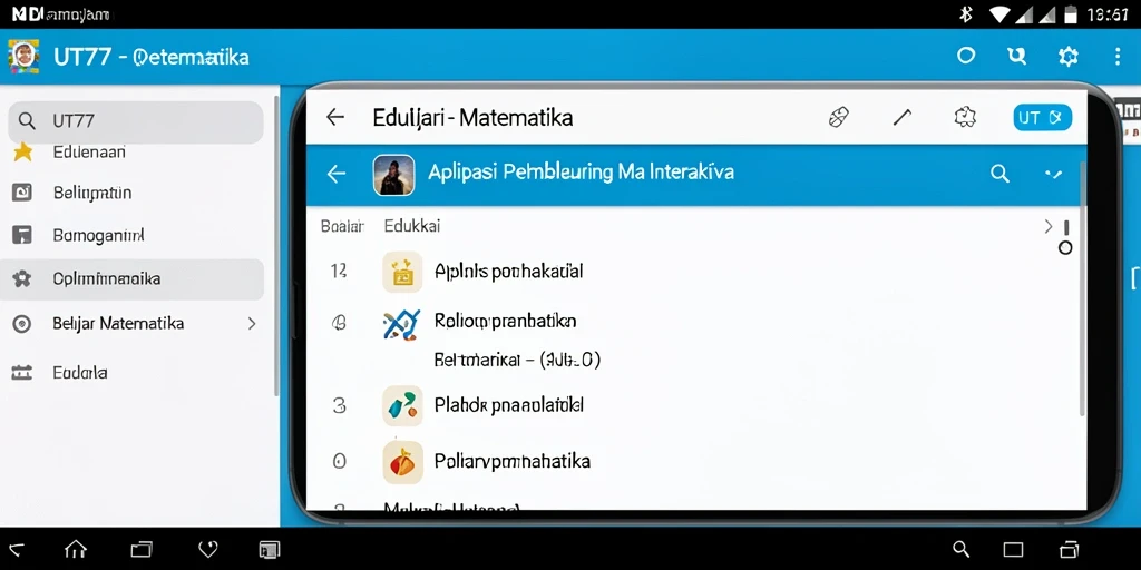 Antarmuka UT77 yang interaktif untuk belajar matematika.