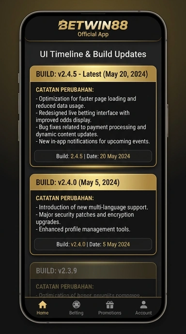 Riwayat Versi Aplikasi betwin88 untuk Pengguna Android
